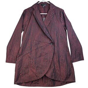 Sun Kim XS Crocodile Asymmetrical Lagenlook Button Front Blazer USA Designer